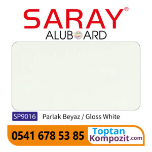 Saray Aluboard Parlak Beyaz SP9016 125x320 4mm 025
