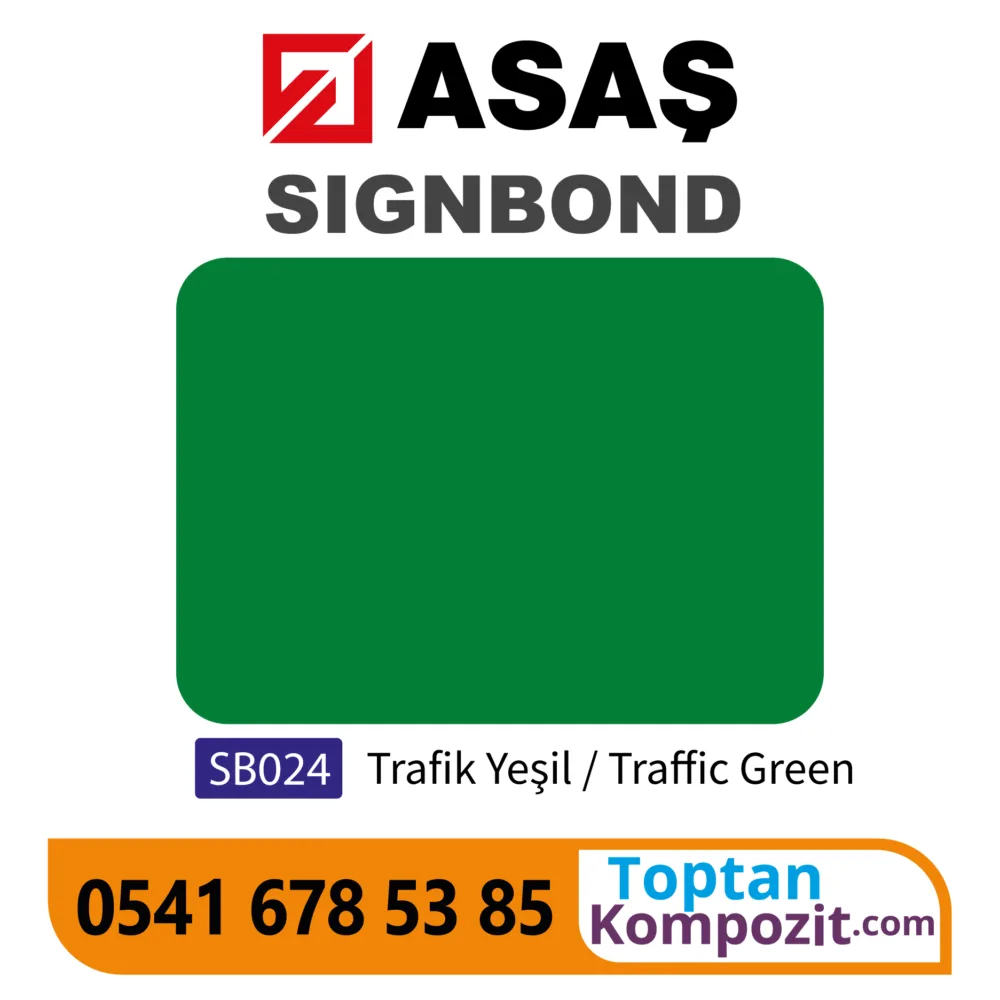 Asaş Signbond Trafik Yeşil SB024 125x320 4mm 021 Kompozit Panel
