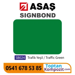 Asaş Signbond Trafik Yeşil SB024 125x320 4mm 021 Kompozit Panel