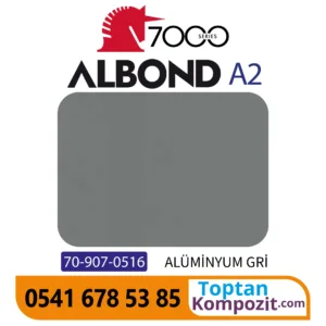 A2 Yanmaz Kompozit Panel ALBOND 7000 Alüminyum Gri 4mm 040