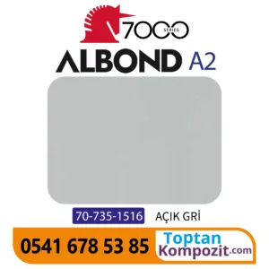 A2 Yanmaz Kompozit Panel ALBOND 7000 Açık Gri 4mm 040